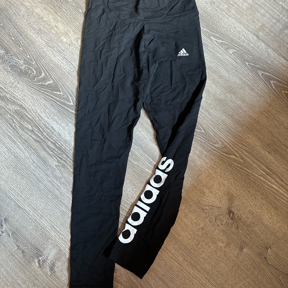 Adidas Women’s Black and White Logo Leggings